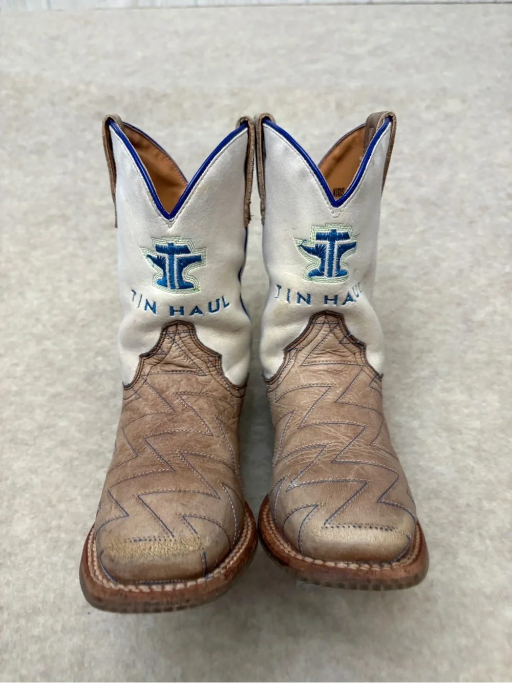 Tin Haul Master Blaster Leather Square Toe Western Cowboy Boots Kid Boys Size 13